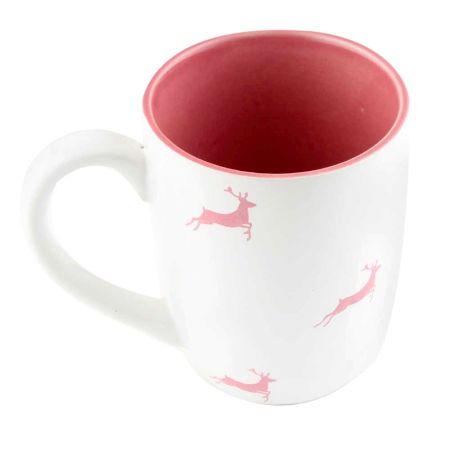 Pink Running Deer Decorative Handcraft Ceramic Coffee Mug